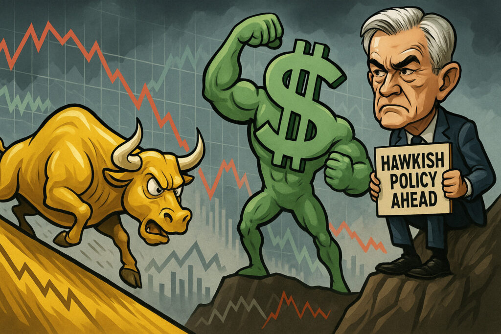 Gold retreats from record highs as dollar strengthens on hawkish fed talk