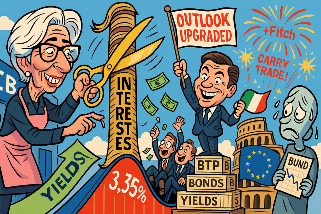 Italy outlook upgraded as ecb cuts rates by 25bps bond markets react
