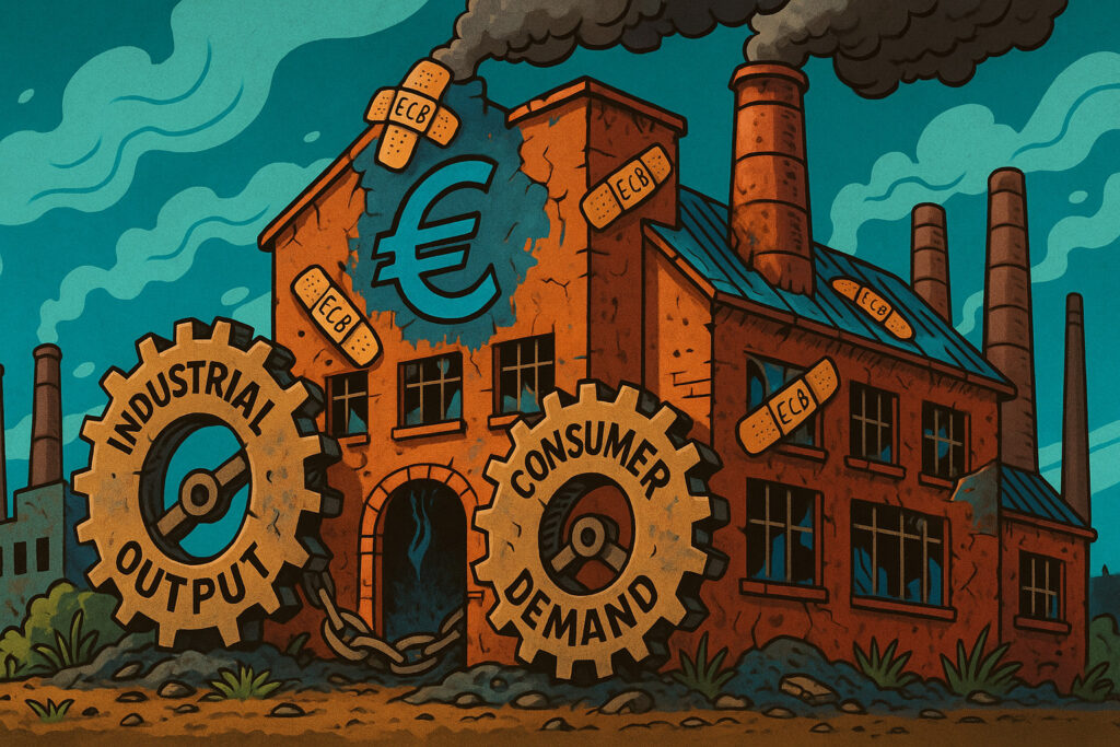 Eurozone industrial production contracts again recession