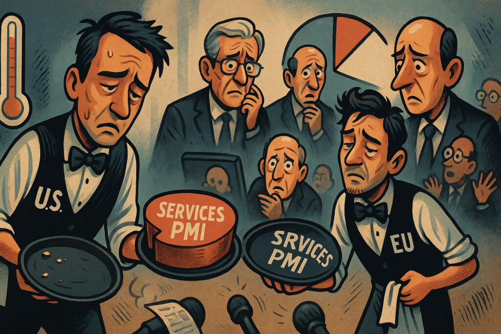 Services pmi cools in u.s. and eurozone, markets brace for central bank clarity
